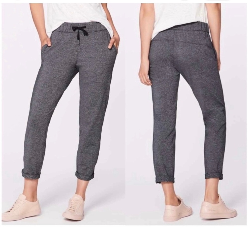 Lululemon On The Fly Pant Heathered Charcoal Grey Drawstring Joggers‎ Womens